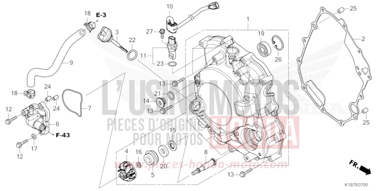 RIGHT CRANKCASE COVER/WATER PUMP for Forza 350 MAT CYNOS GRAY METALLIC (NH312) from 2021